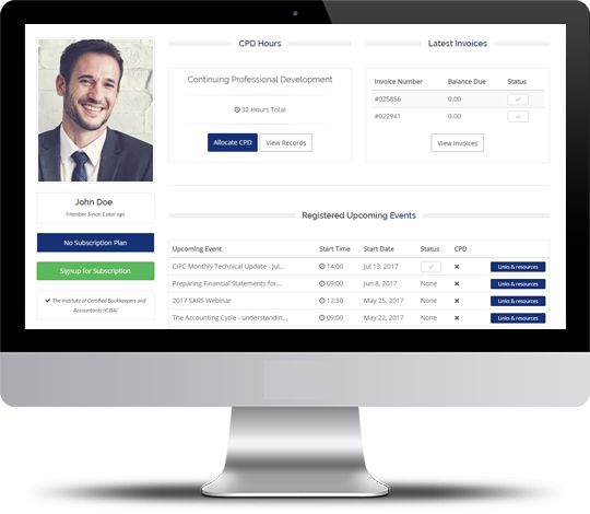 Upcoming seminars screen with booking and details functionality. | SAAA | South African Accounting Academy